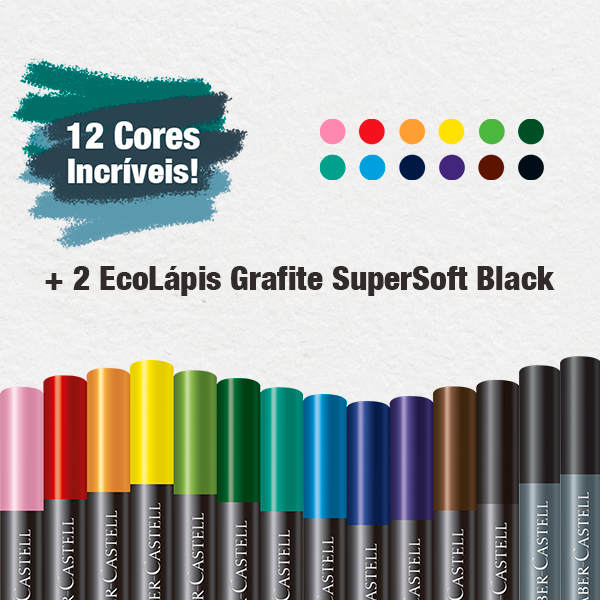 Lápis de Cor Faber-Castell SuperSoft 12 Cores - Papelaria Grafitte -  Papelaria Grafitte