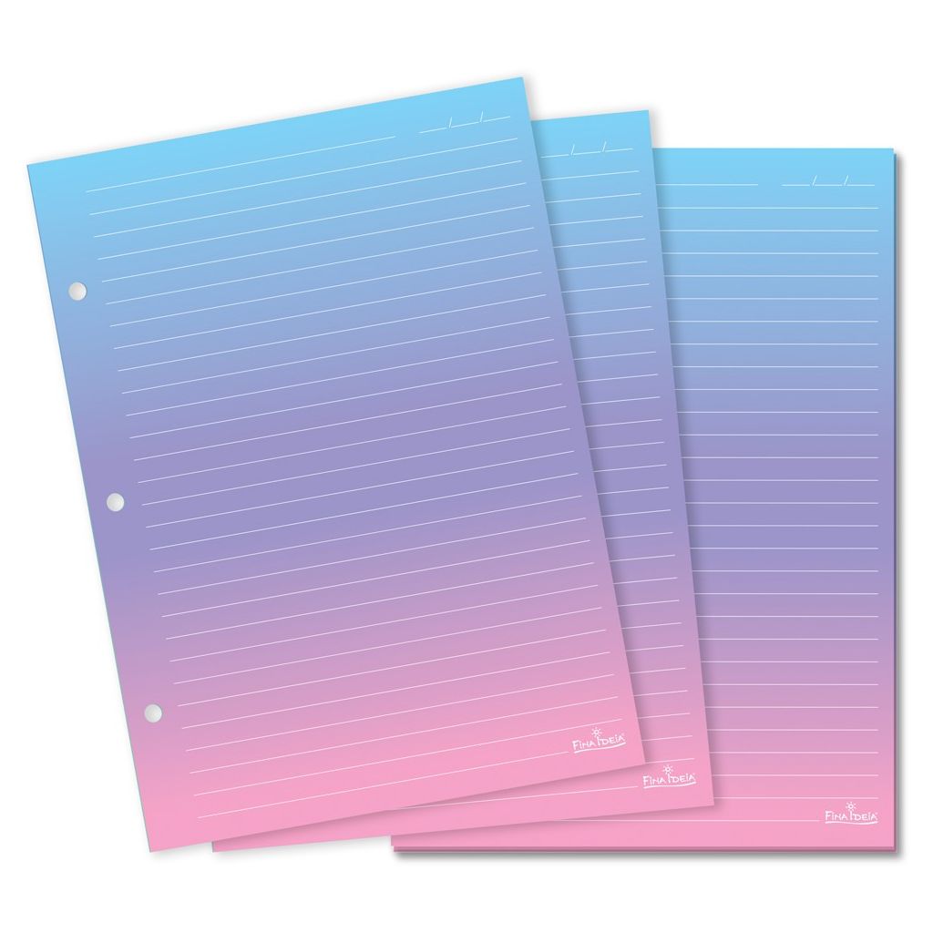 Refil Caderno Argolado Degrade Rosa Pautas Brancas Fina Ideia 50 Folhas Master Paper Papelaria 4673